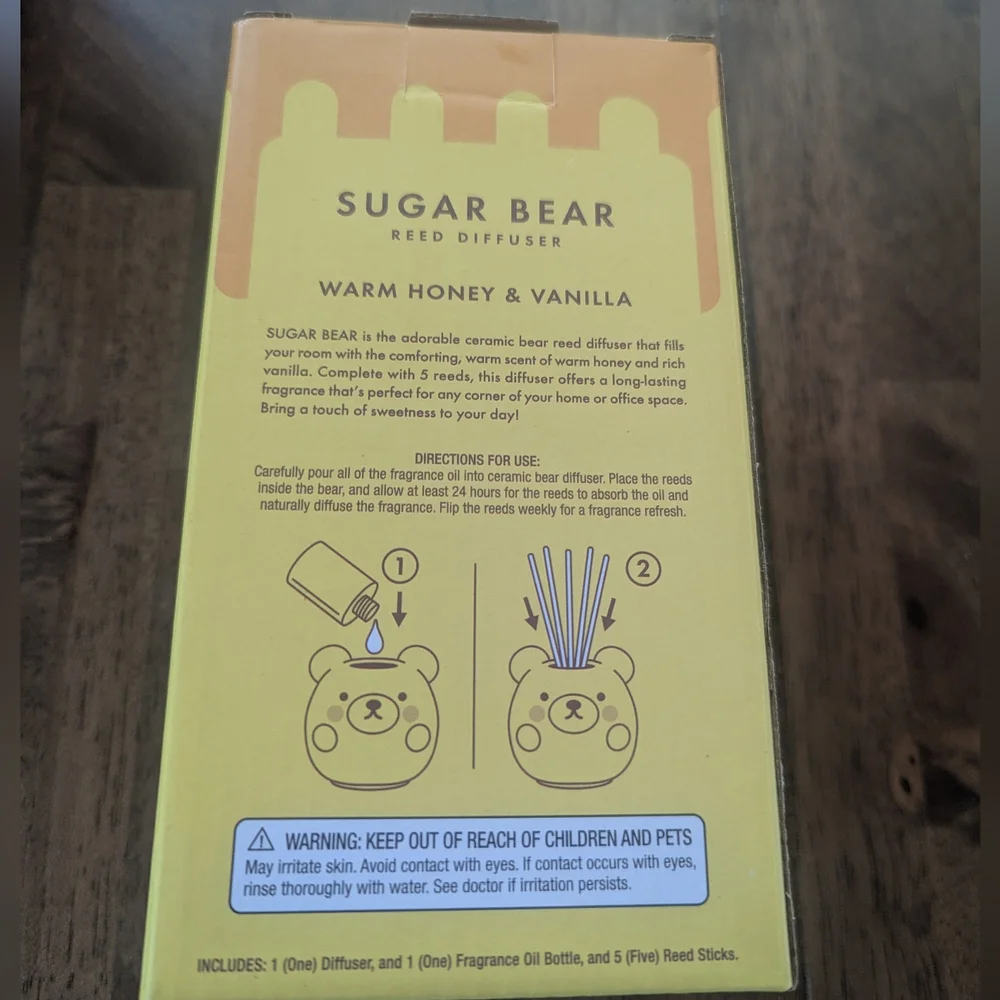 Sugar Bear Warm Honey & Vanilla Reed Diffuser - Cute Bear Ceramic